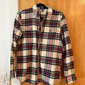 Chaps Cream, Navy & Red Plaid Zip Jacket